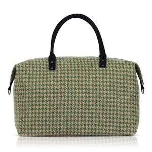 BRAND NEW! Lulu Dharma- Houndstooth overnight Bag - Green and Tan